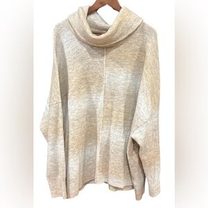 Calvin Klein Women’s Tan and Cream Cowl Neck long sleeve Sweater Sz 1X